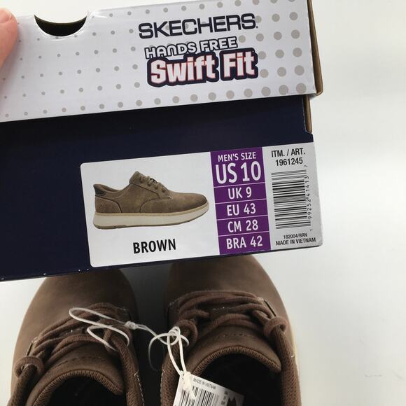 Skechers Relaxed Hands Free Swift Fit Mens 10 Slipon Casual Dress Shoe Brown NIB